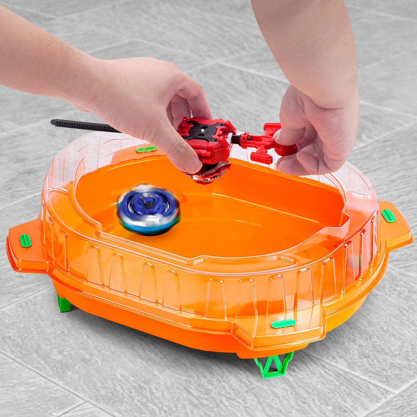 COCOFOX Battling Top Burst Toy Set – 6 Tops, 2 Launchers, 1 Stadium (Orange)