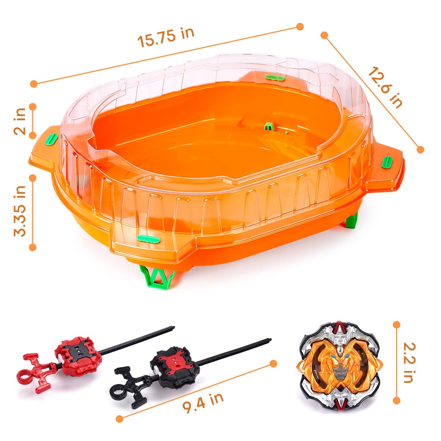 COCOFOX Battling Top Burst Toy Set – 6 Tops, 2 Launchers, 1 Stadium (Orange)