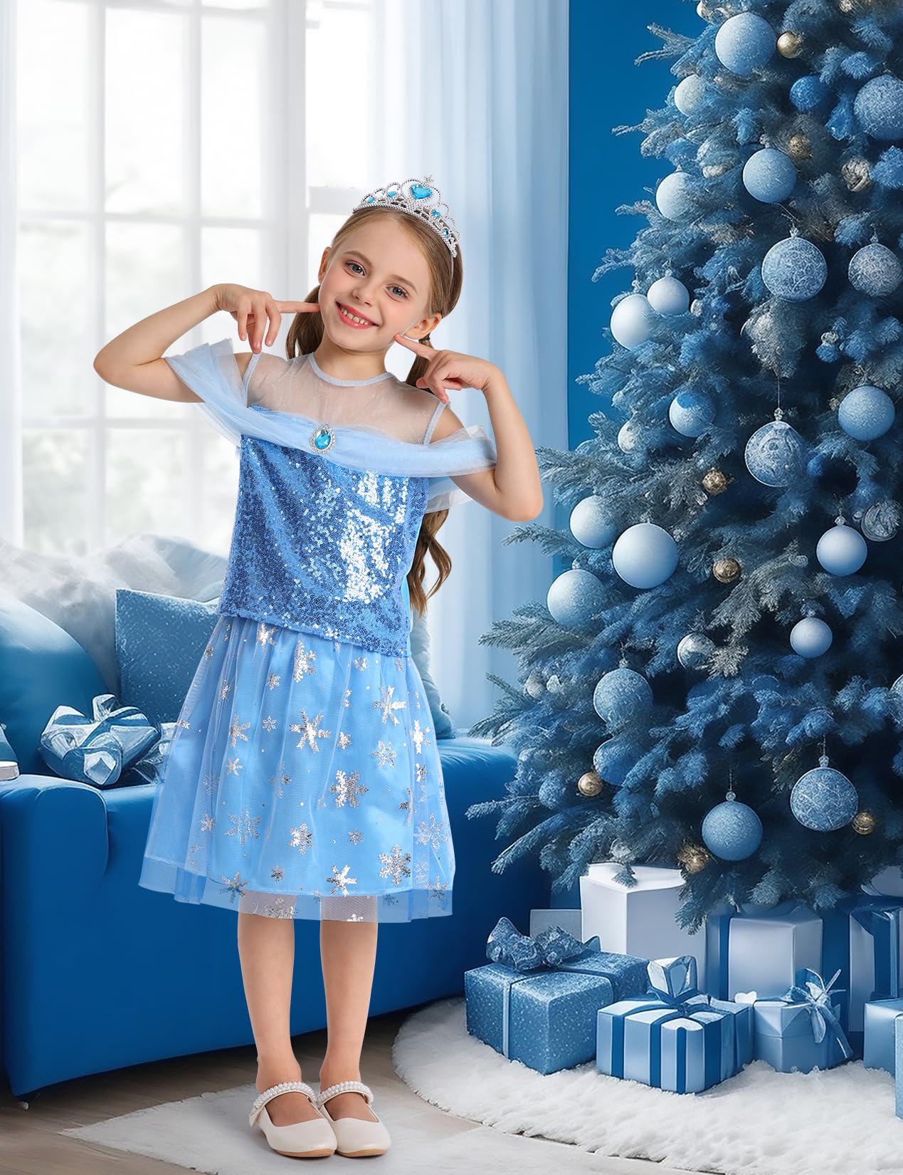 Cocojeci Princess Dress Up Clothes for Girls – 8-Piece Costume Set with Cape & Crown