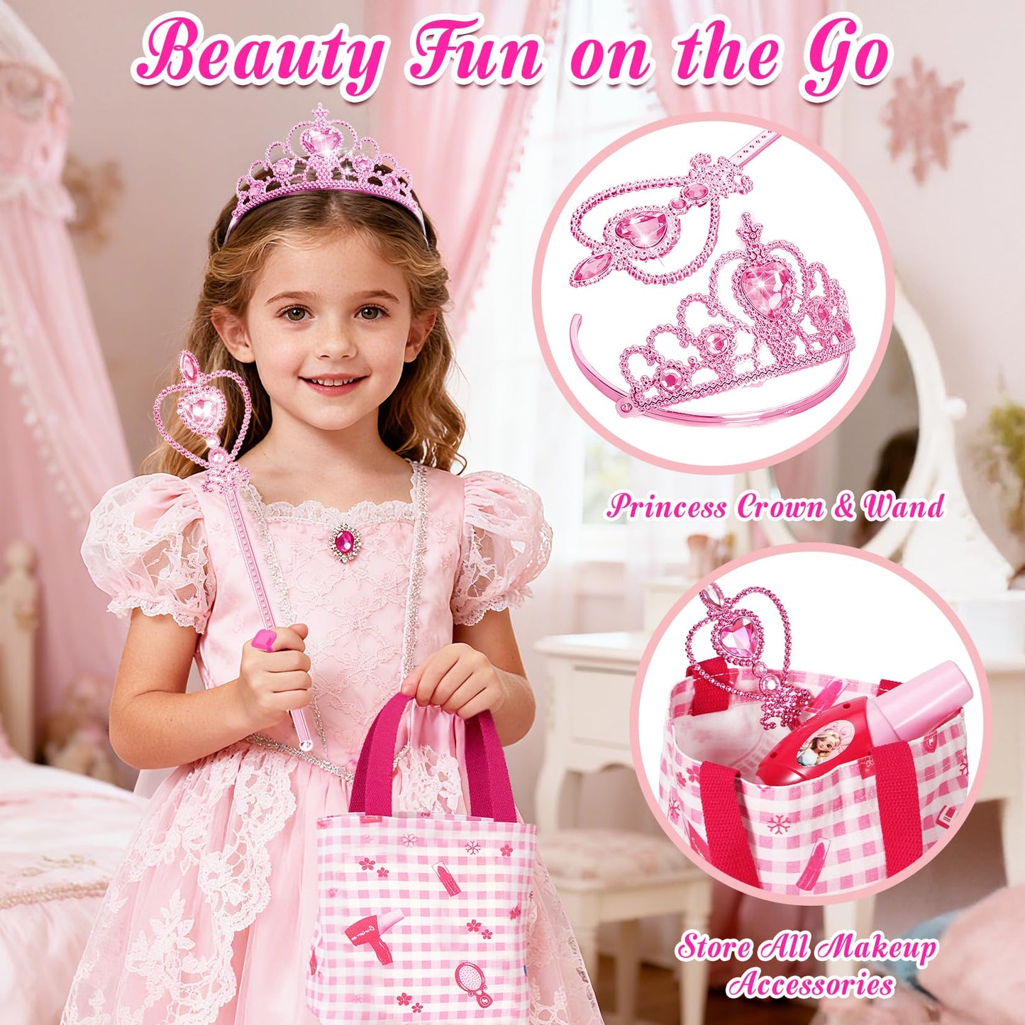 Cocojeci Toddler Vanity Table & Chair Set – Lighted Mirror & Music
