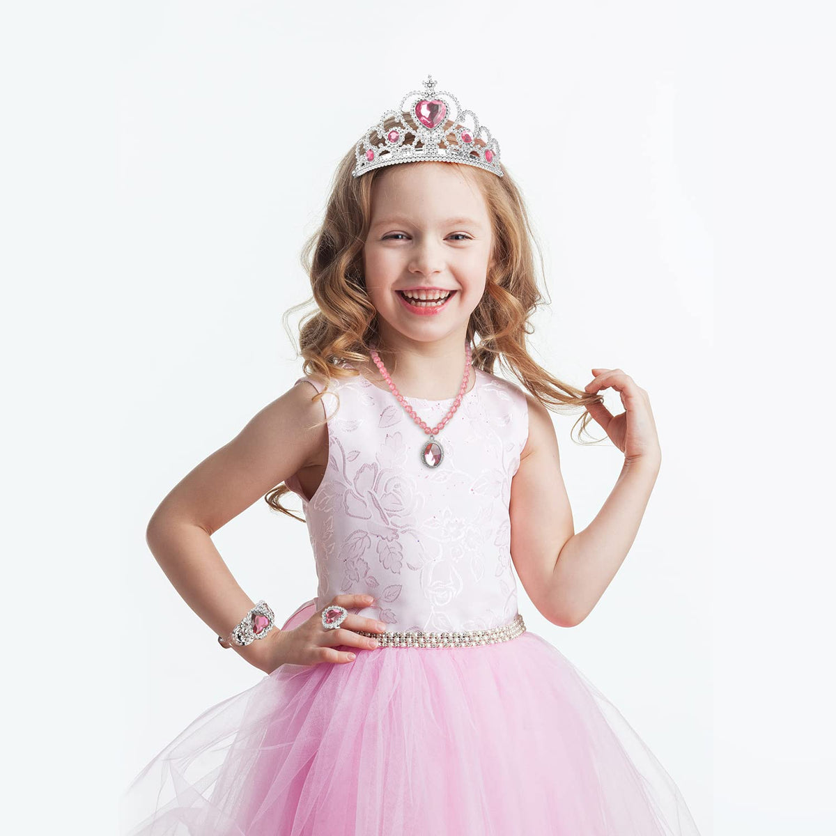 Cocojeci Princess Dress Up Accessories – 7-Piece Pink Gift Set for Girls