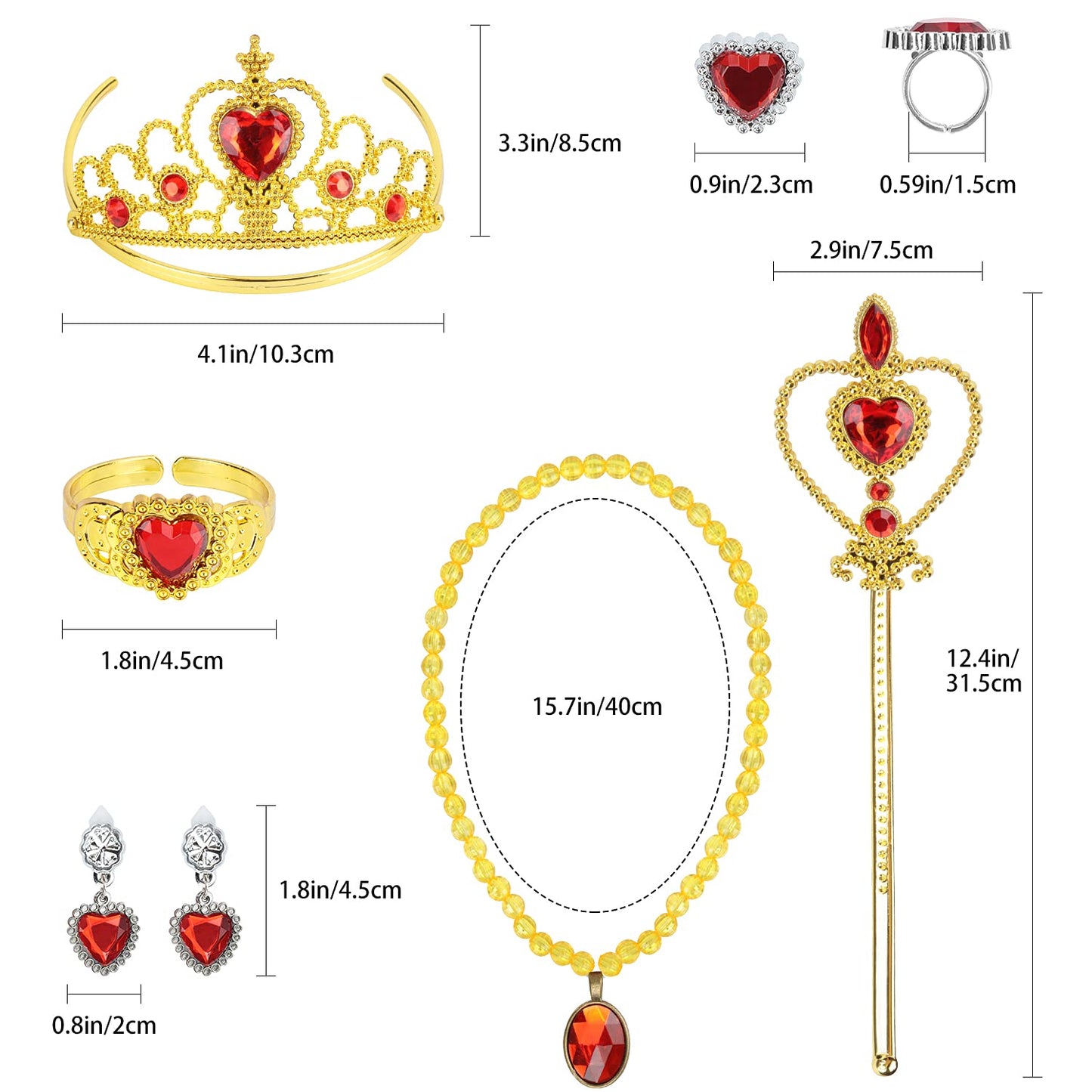 Cocojeci Princess Dress Up 9-Piece Gift Set | Gloves, Tiara, Wand & Jewelry for Kids
