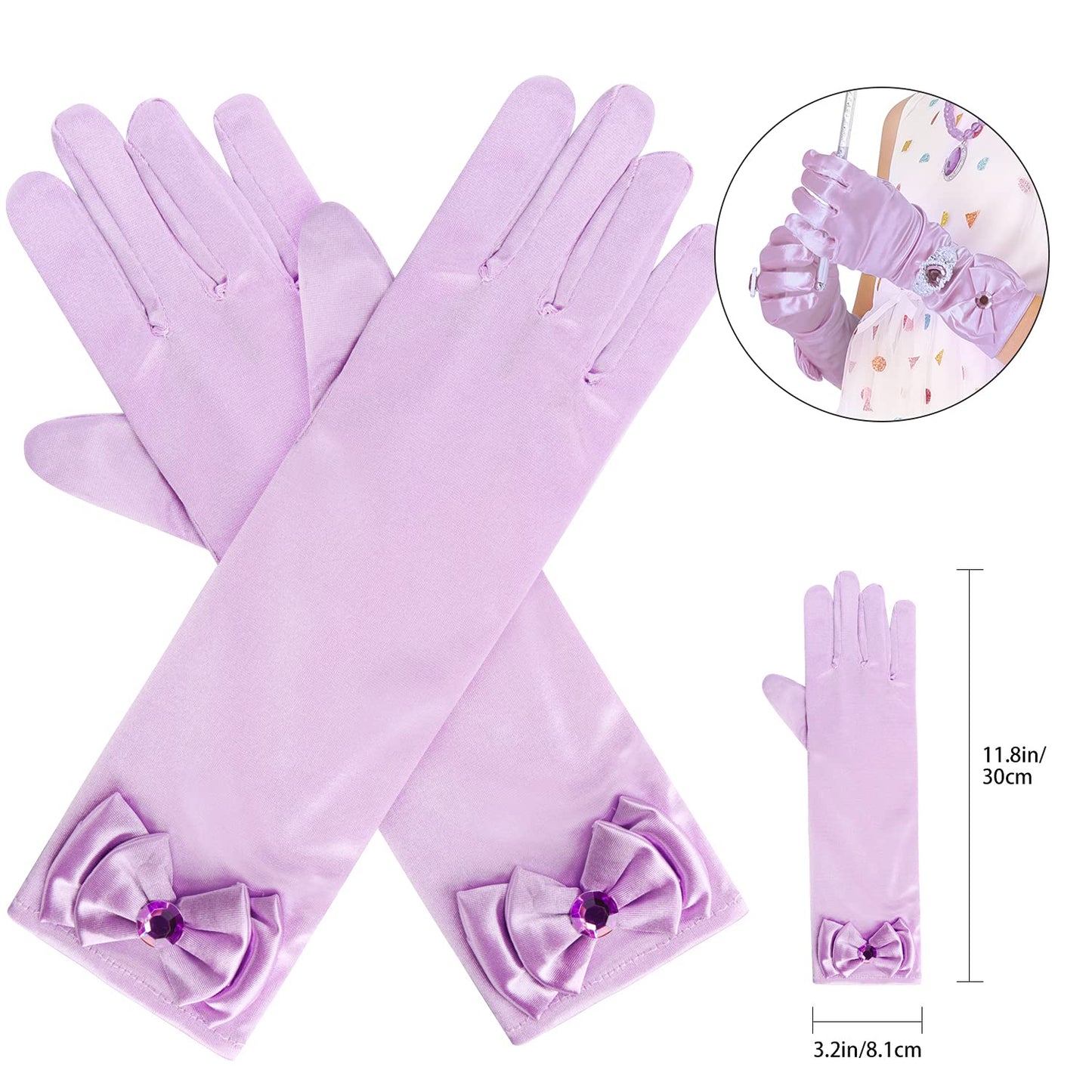 Cocojeci Princess Dress-Up 9pc Accessories Set – Gloves, Tiara, Wand, Necklace (Purple)