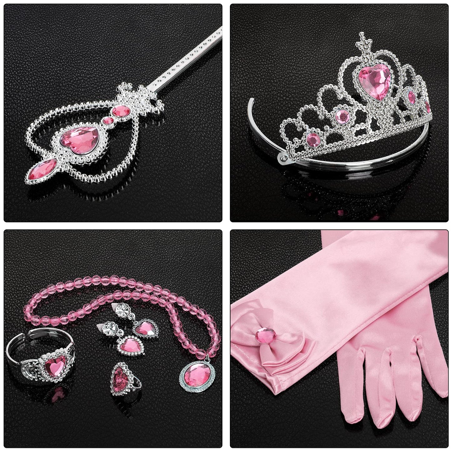Cocojeci Princess Dress Up Accessories – 7-Piece Pink Gift Set for Girls