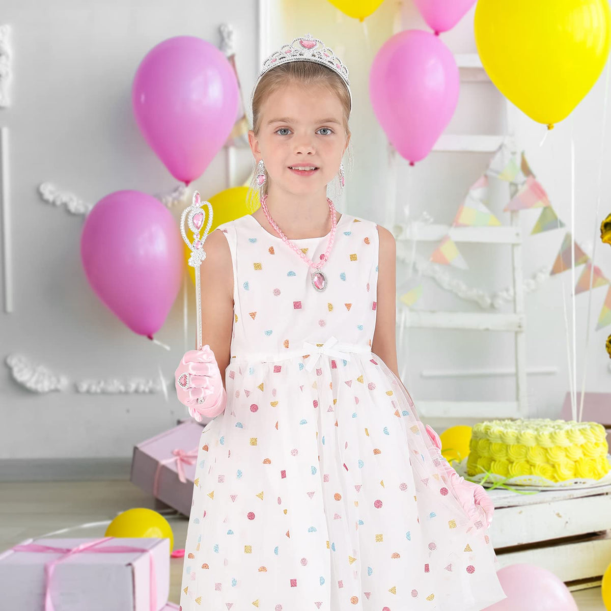 Cocojeci Princess Dress Up Accessories – 7-Piece Pink Gift Set for Girls