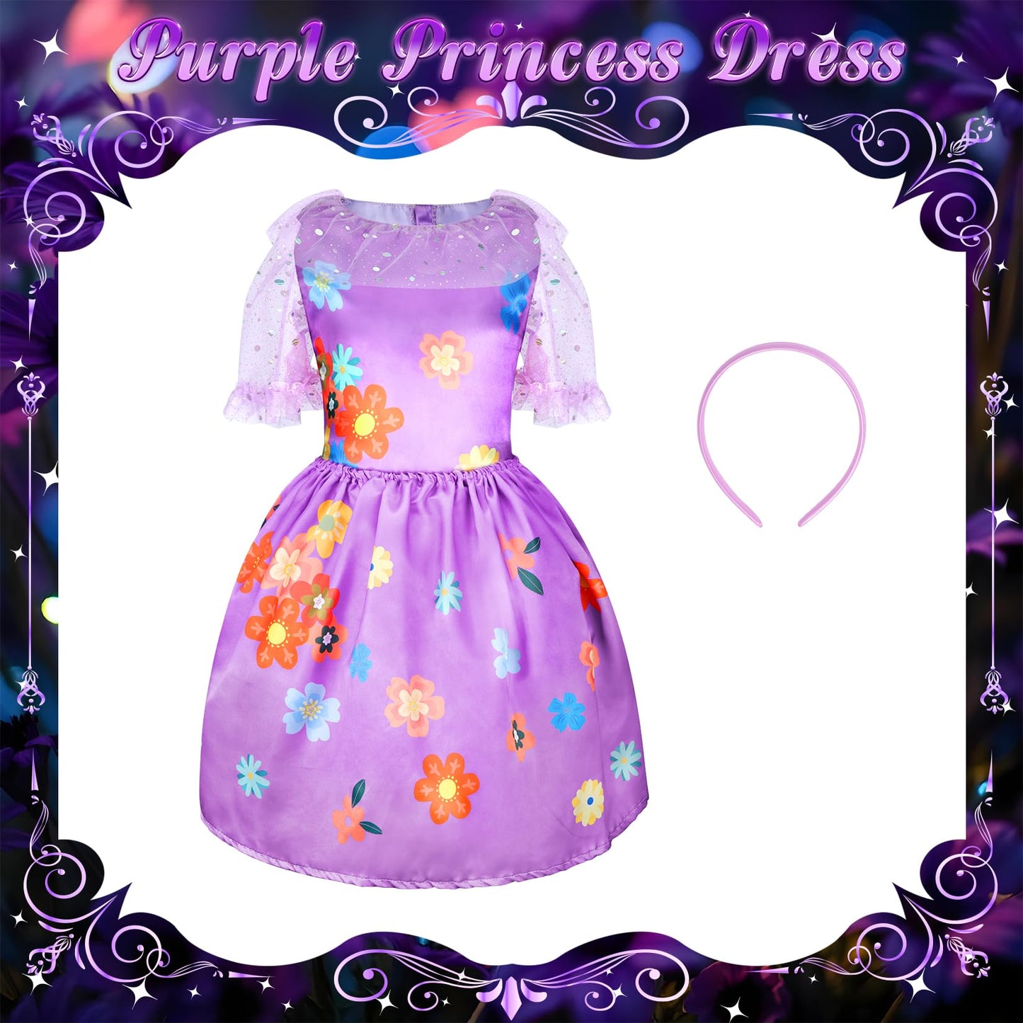 Cocojeci Princess Dress Up Clothes for Girls – 8-Piece Costume Set with Cape & Crown