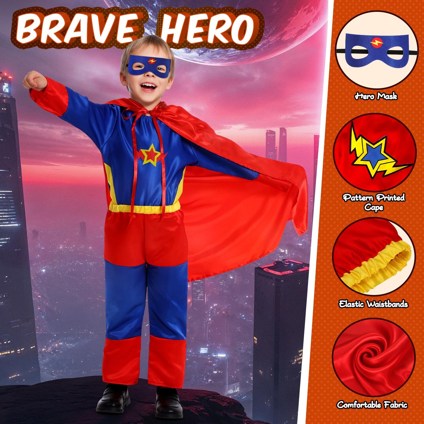 Cocojeci 4-in-1 Toddler Dress Up Set – Police, Firefighter, Hero & Astronaut Costumes for Ages 3-6