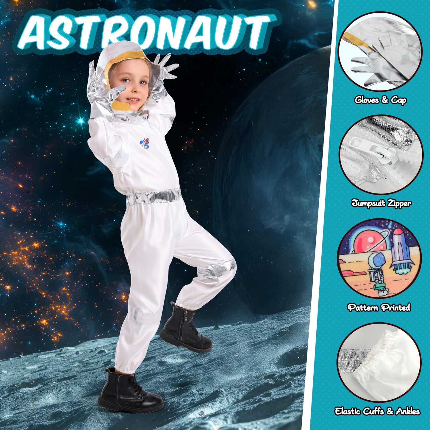 Cocojeci 4-in-1 Toddler Dress Up Set – Police, Firefighter, Hero & Astronaut Costumes for Ages 3-6