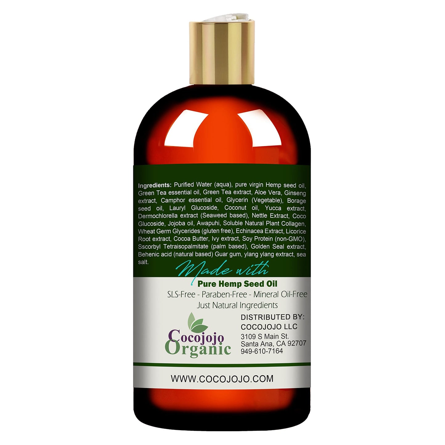 Cocojojo Hemp Shampoo 16 oz - Volumizing, Ultra Hydrating, Sulfate & Paraben-Free