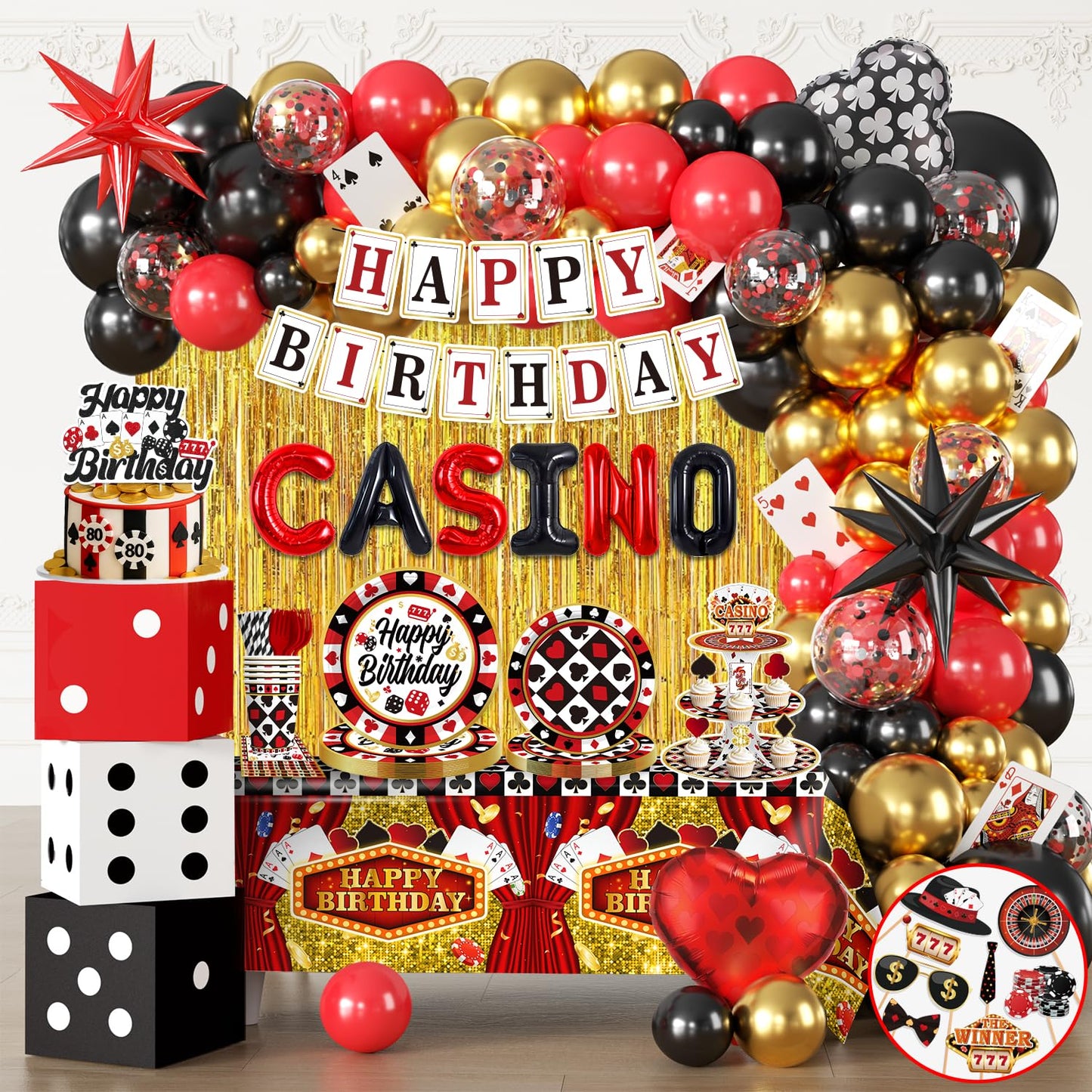 Cocomigo 337Pcs Casino Theme Party Decorations Kit for Game Night