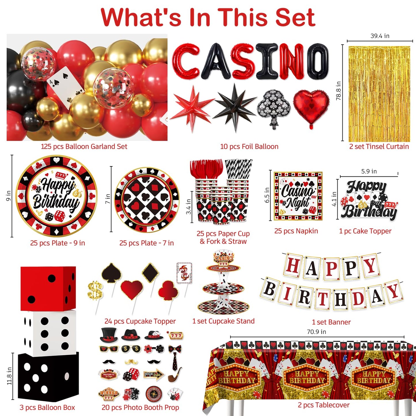 Cocomigo 337Pcs Casino Theme Party Decorations Kit for Game Night