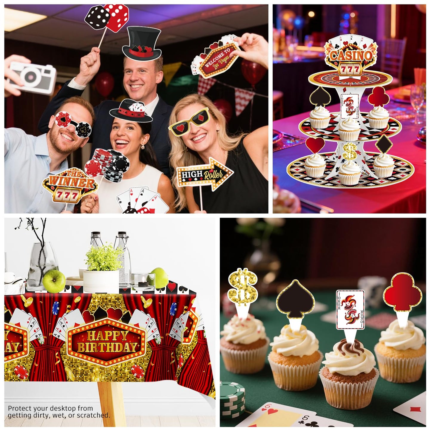Cocomigo 337Pcs Casino Theme Party Decorations Kit for Game Night