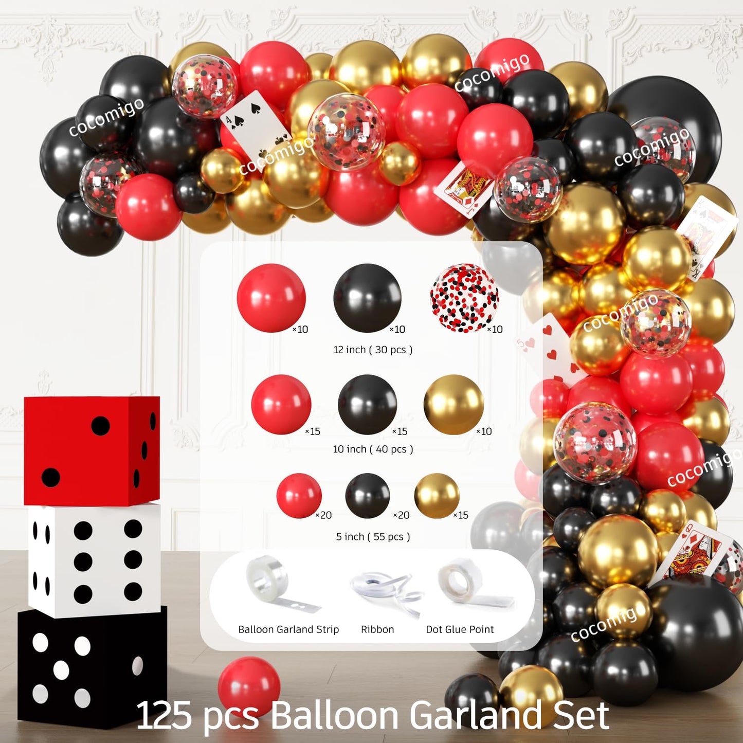 Cocomigo 337Pcs Casino Theme Party Decorations Kit for Game Night