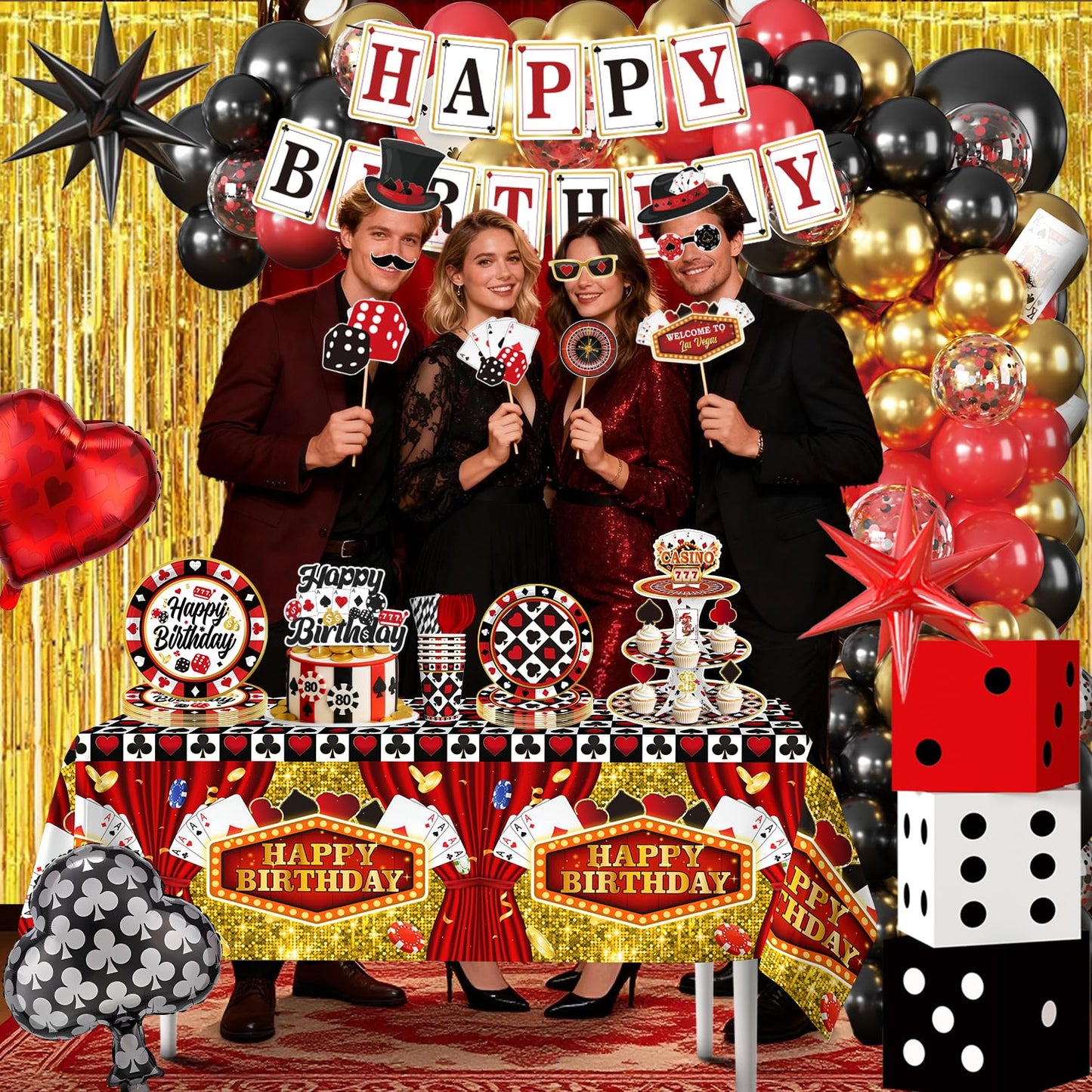 Cocomigo 337Pcs Casino Theme Party Decorations Kit for Game Night