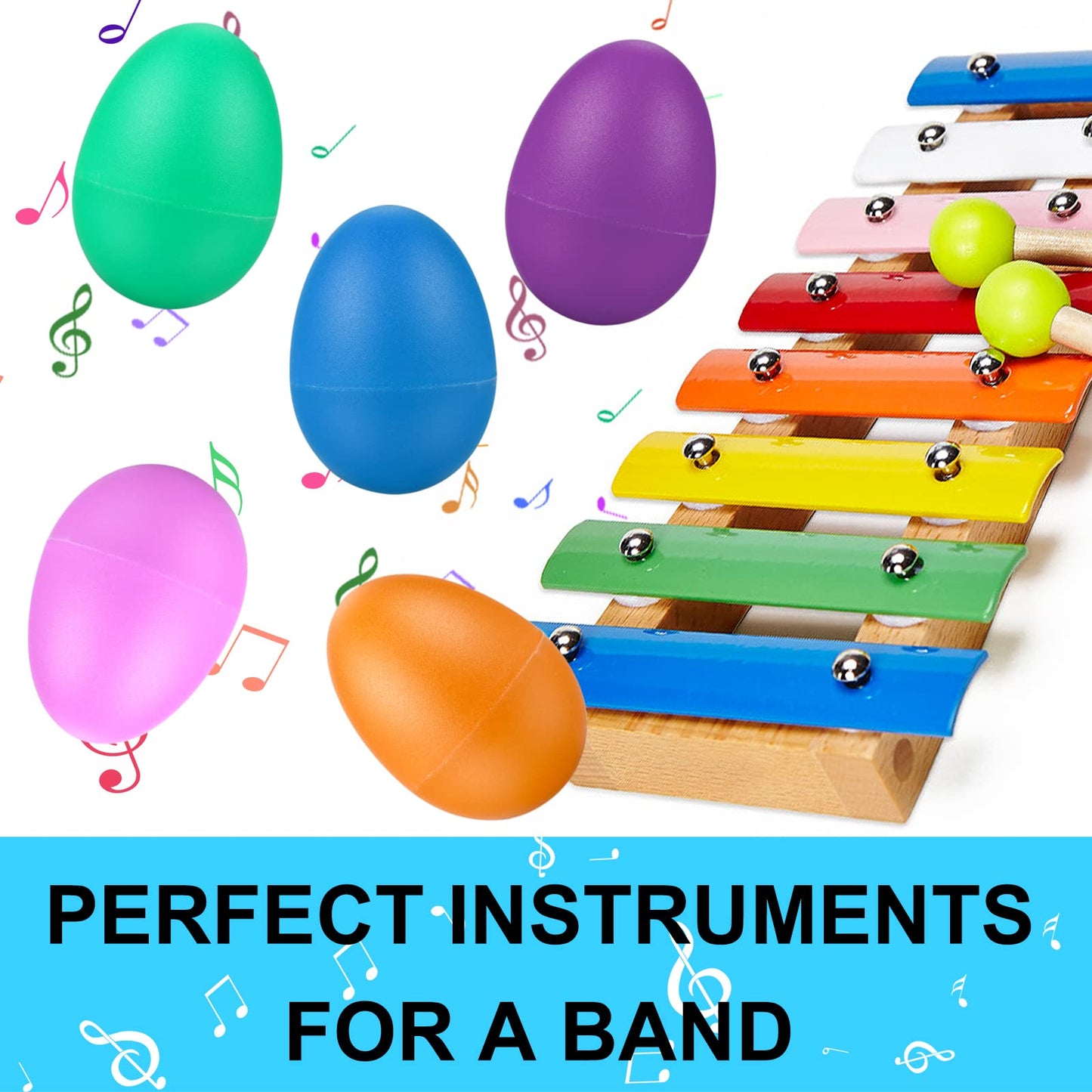 COCOMOON Egg Shaker Set – 40-Piece Colorful Percussion Toys with Storage Bag