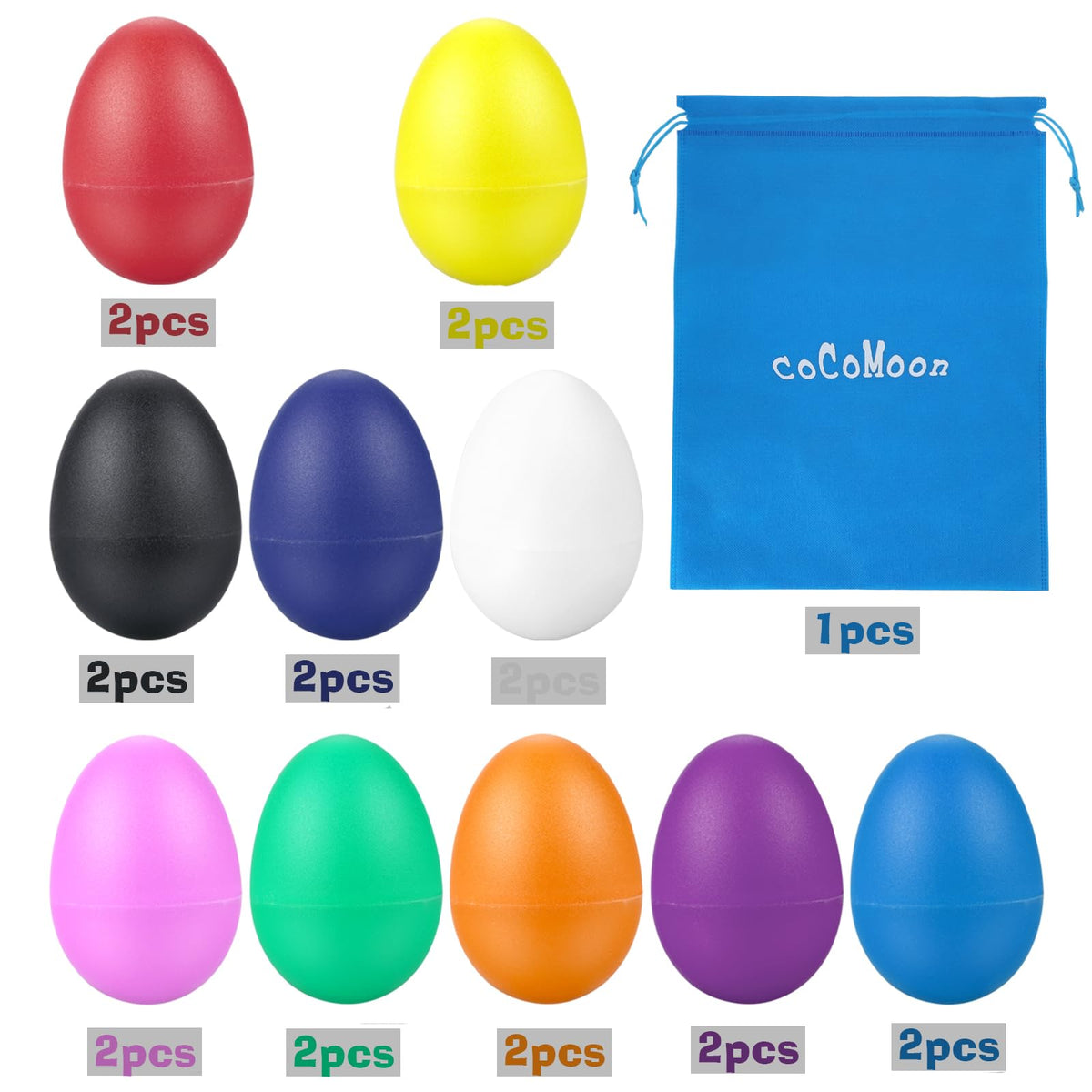 COCOMOON Egg Shakers – 20-Piece Baby Percussion Set in 10 Colors