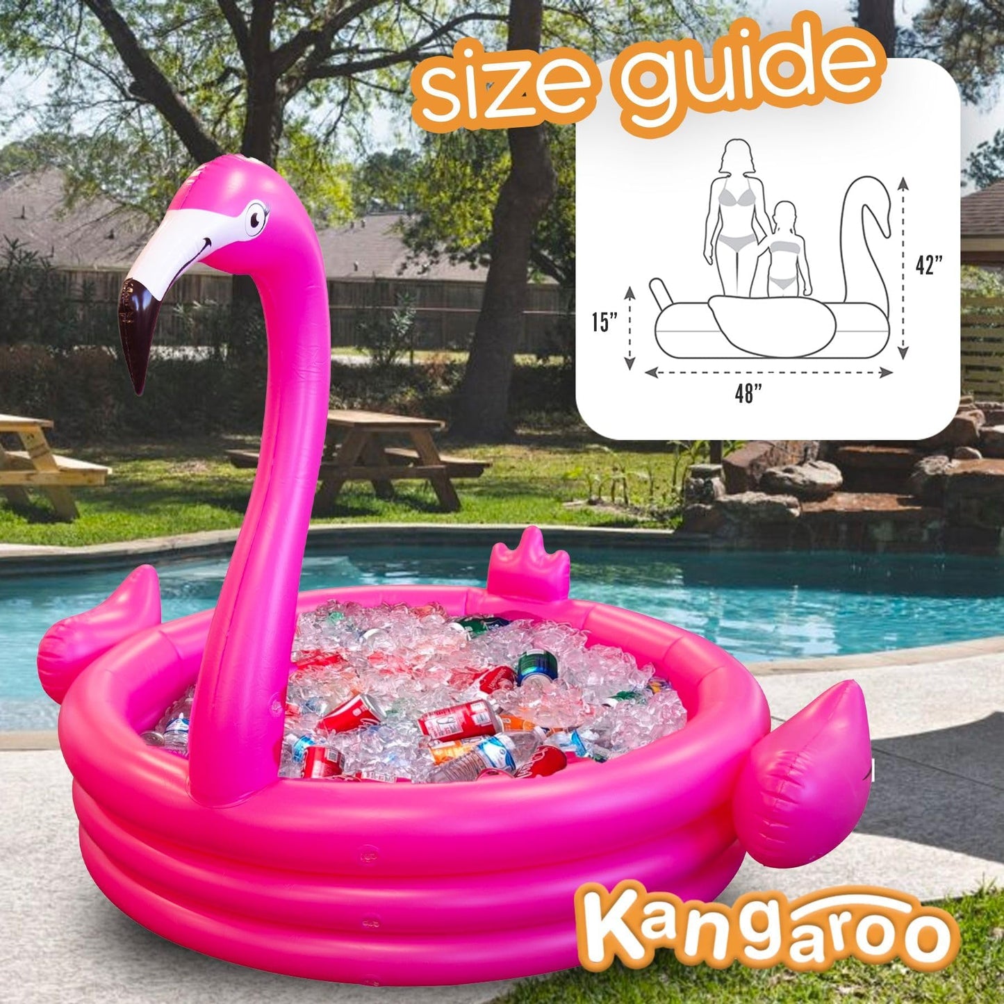 Coconut Float Pink Flamingo 48inch Inflatable Kid Pool – Toddler Pool Toy for Summer Fun
