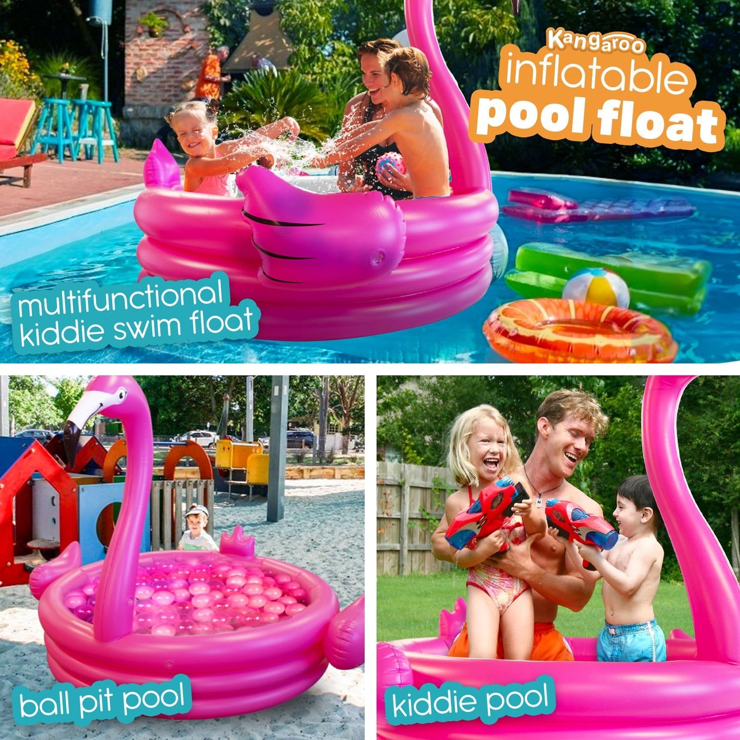 Coconut Float Pink Flamingo 48inch Inflatable Kid Pool – Toddler Pool Toy for Summer Fun