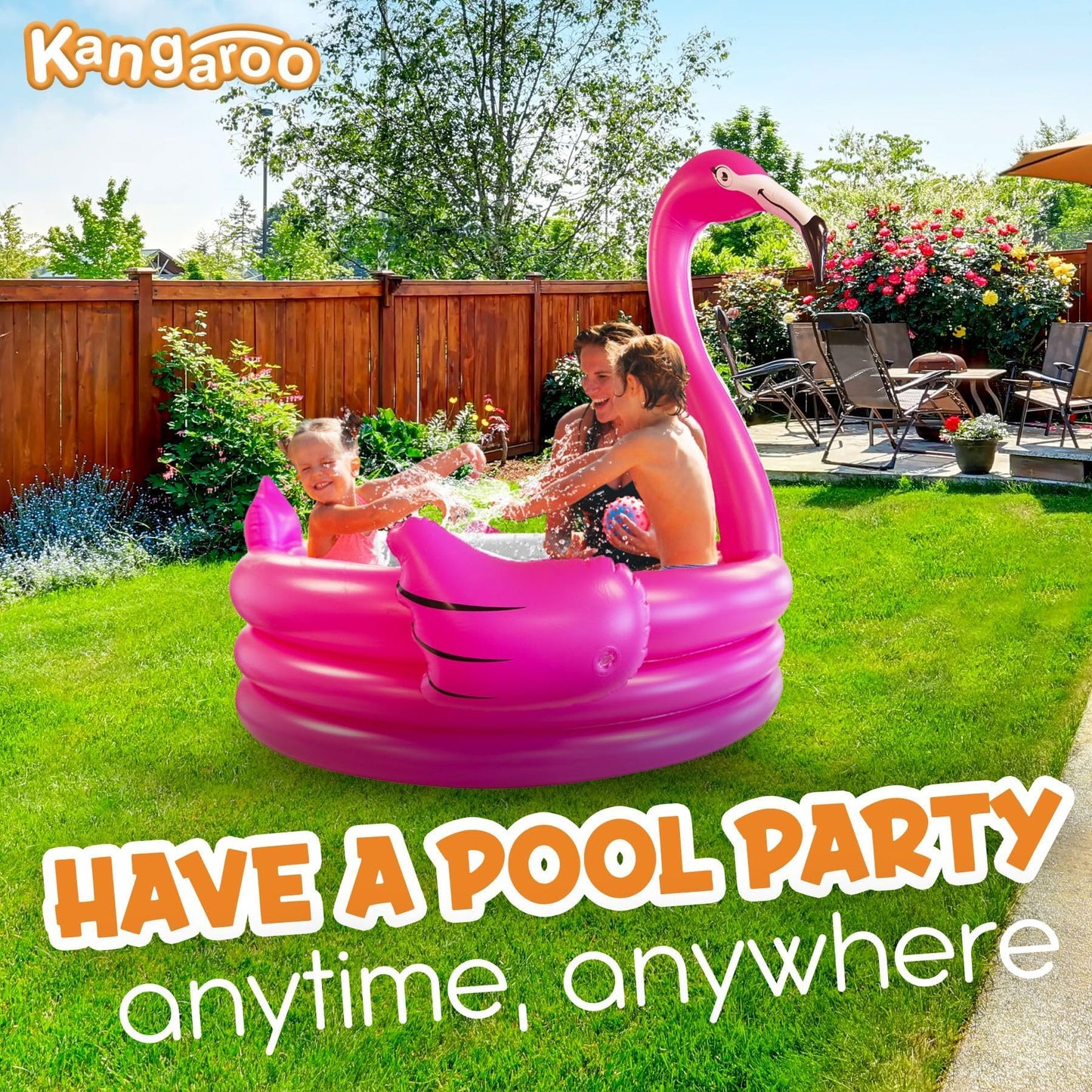Coconut Float Pink Flamingo 48inch Inflatable Kid Pool – Toddler Pool Toy for Summer Fun