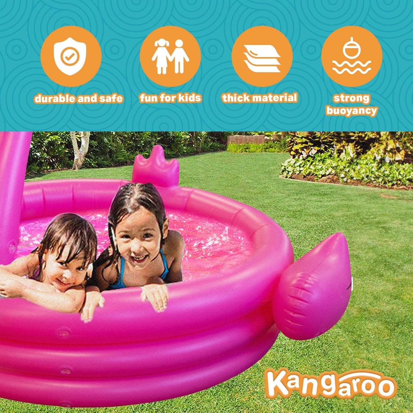 Coconut Float Pink Flamingo 48inch Inflatable Kid Pool – Toddler Pool Toy for Summer Fun