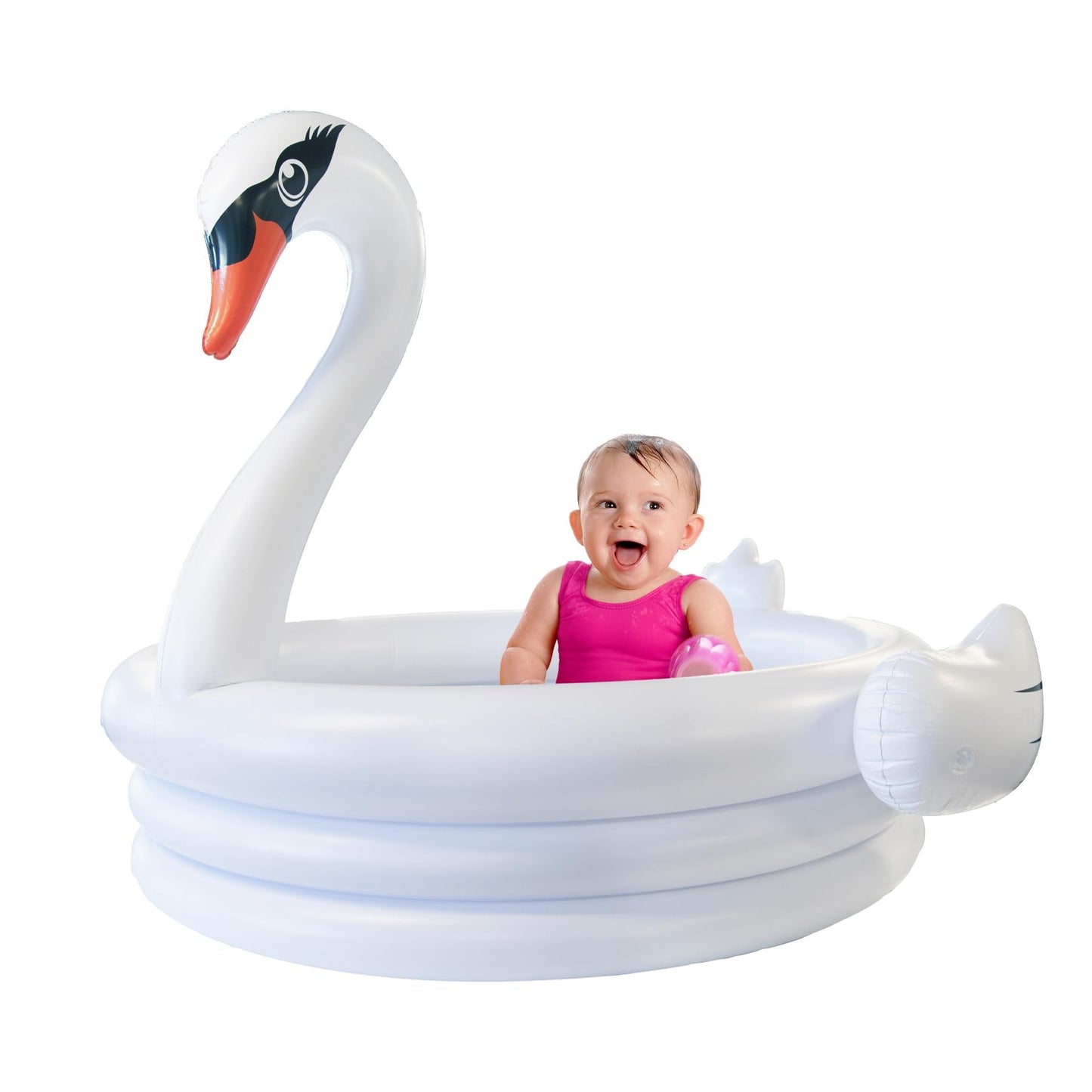 Coconut Float White Swan 48-Inch Inflatable Kiddie Pool – Durable Outdoor Play