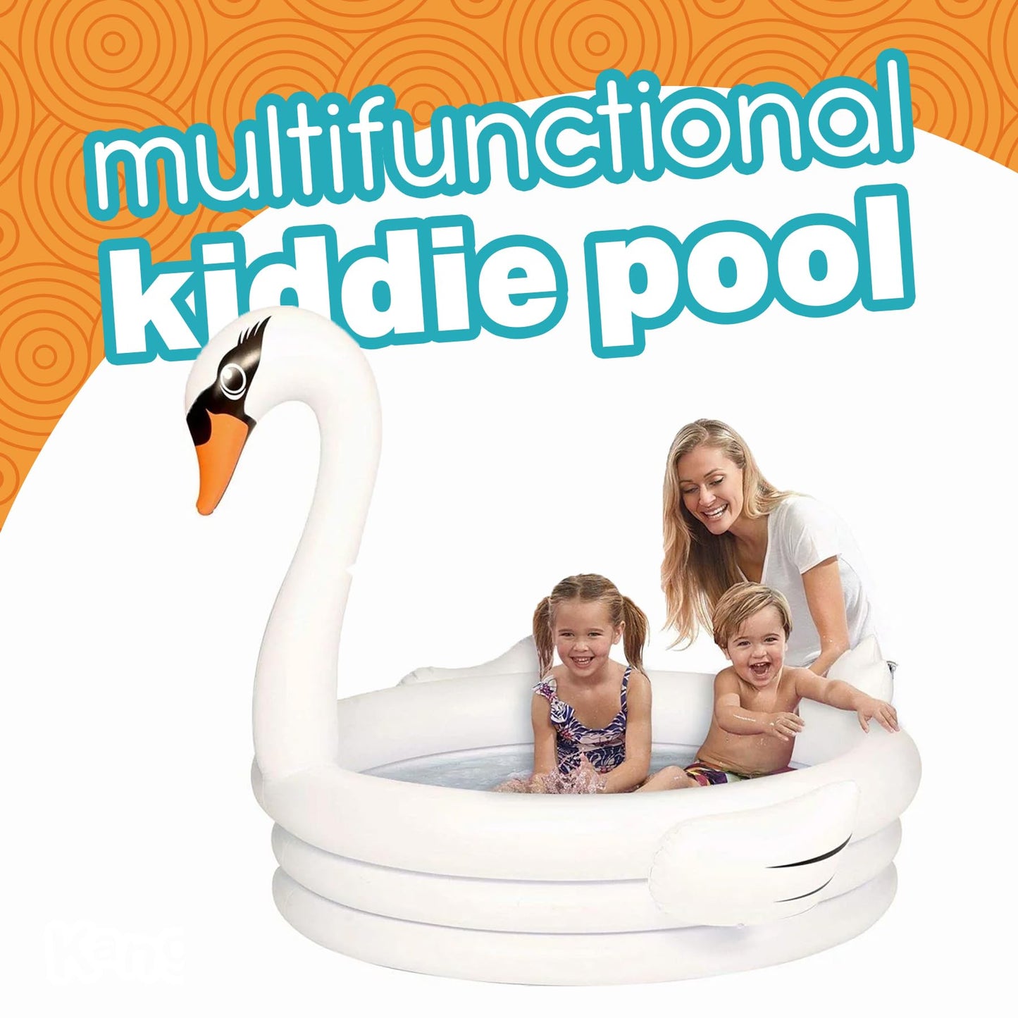 Coconut Float White Swan 48-Inch Inflatable Kiddie Pool – Durable Outdoor Play