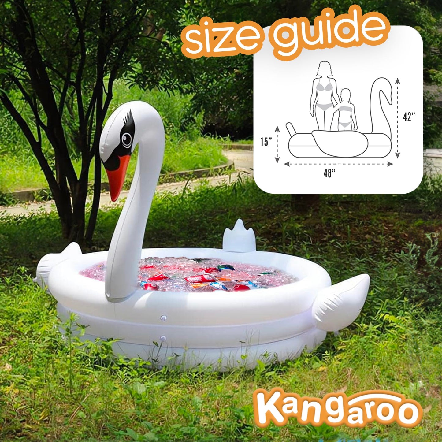 Coconut Float White Swan 48-Inch Inflatable Kiddie Pool – Durable Outdoor Play