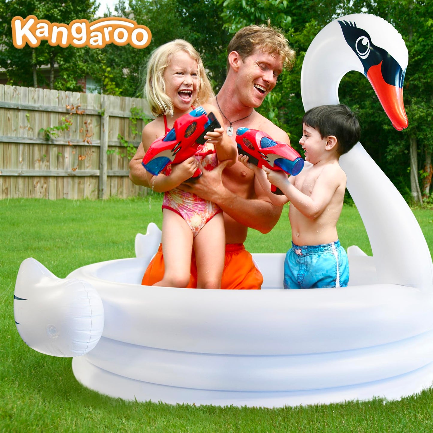 Coconut Float White Swan 48-Inch Inflatable Kiddie Pool – Durable Outdoor Play