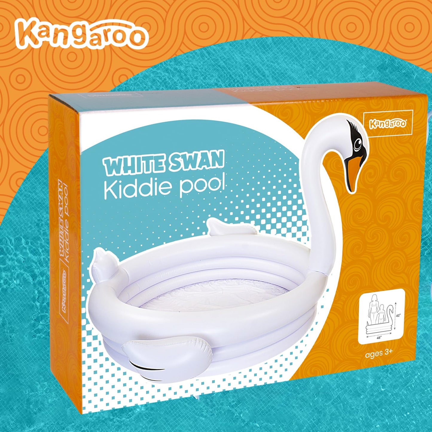 Coconut Float White Swan 48-Inch Inflatable Kiddie Pool – Durable Outdoor Play