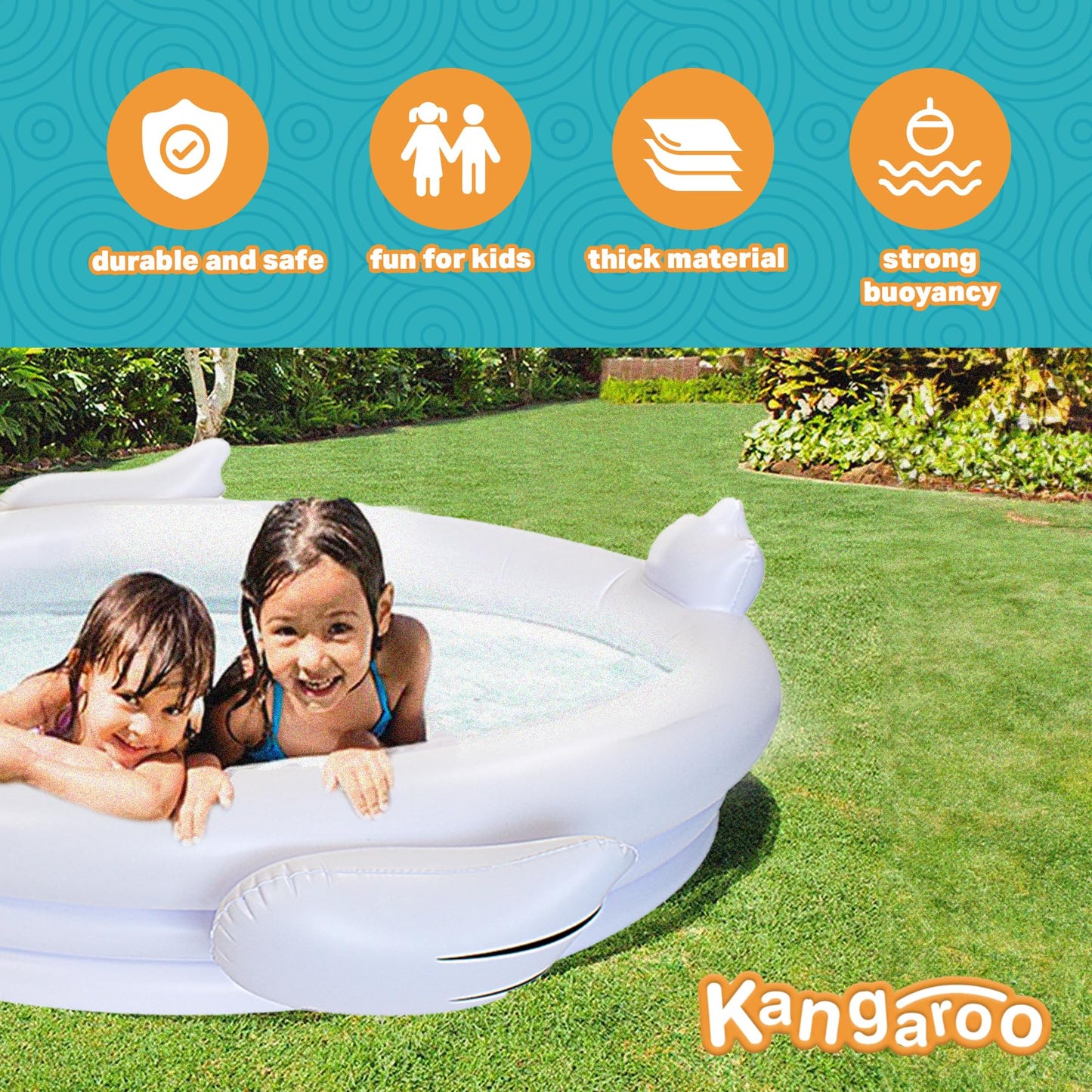 Coconut Float White Swan 48-Inch Inflatable Kiddie Pool – Durable Outdoor Play