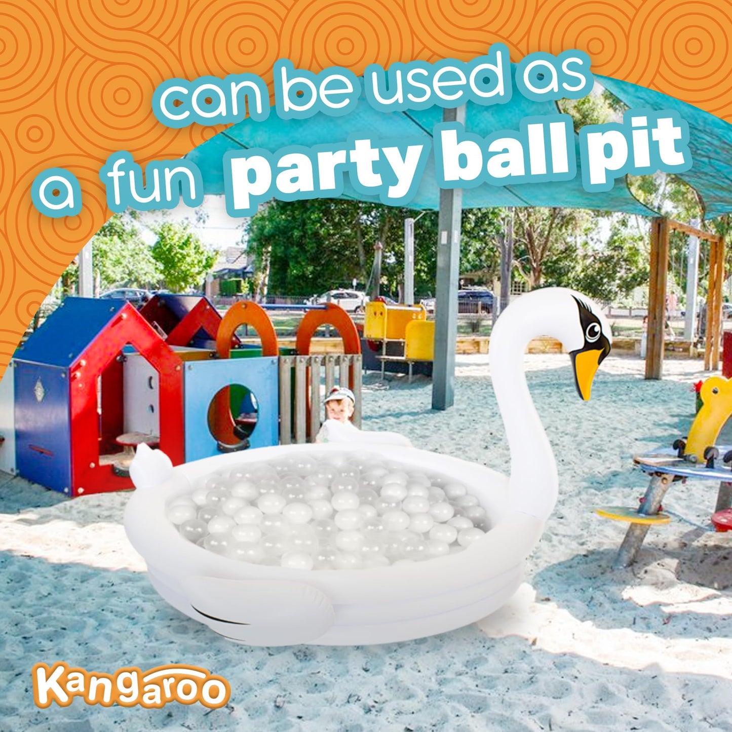 Coconut Float White Swan 48-Inch Inflatable Kiddie Pool – Durable Outdoor Play