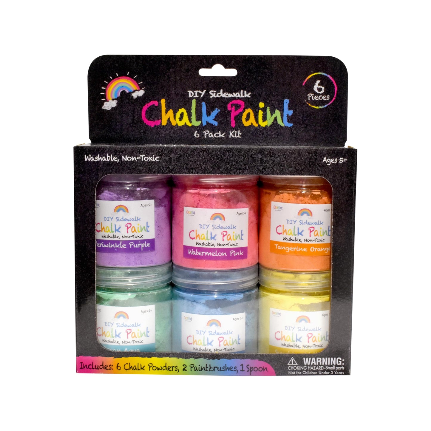 CocoNut Outdoor DIY Sidewalk Chalk Paint 6pk Kit – Non-Toxic & Washable