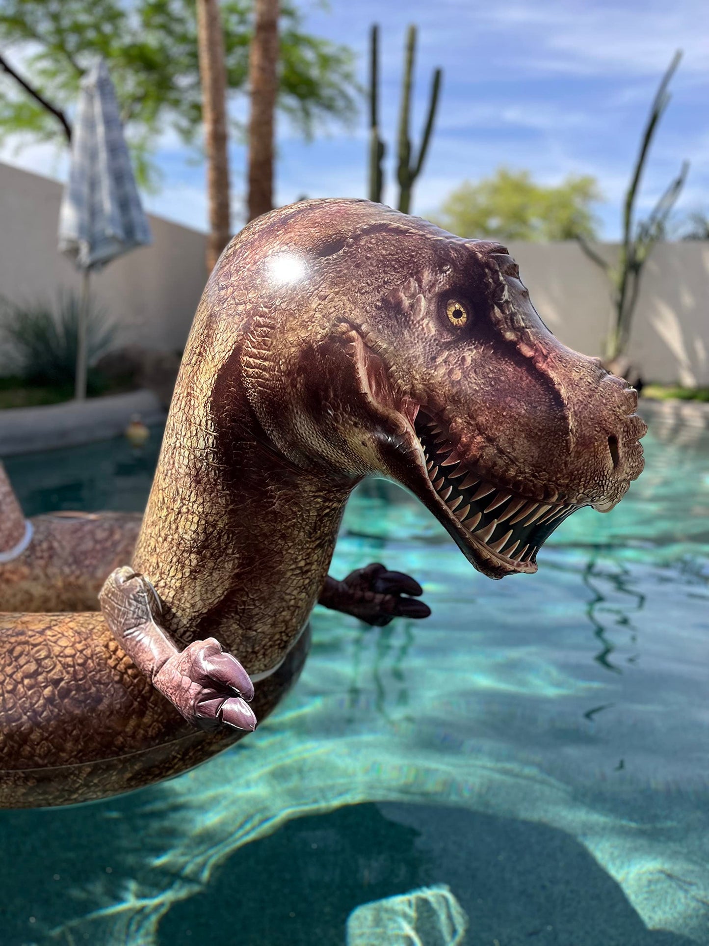 Coconut Float Giant Tyrannosaurus Rex Pool Float – Inflatable T-Rex Ring Float