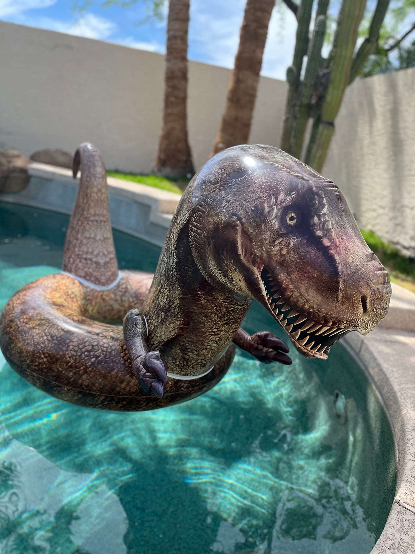 Coconut Float Giant Tyrannosaurus Rex Pool Float – Inflatable T-Rex Ring Float