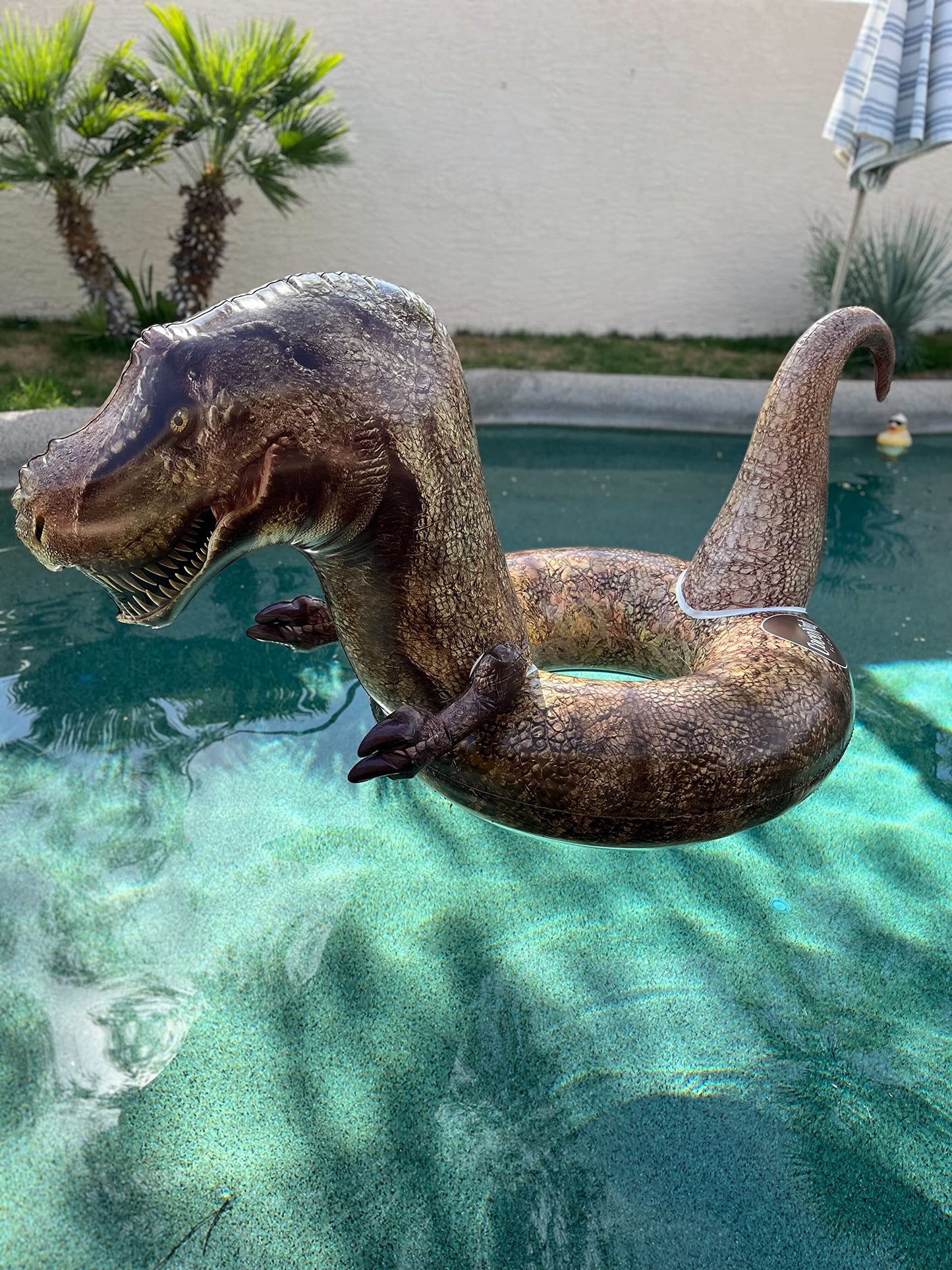 Coconut Float Giant Tyrannosaurus Rex Pool Float – Inflatable T-Rex Ring Float