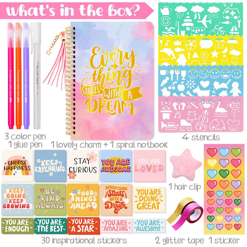 Cocostar DIY Journal Kit for Girls – Creative Journal Set & Craft Kit (Ages 8-12)