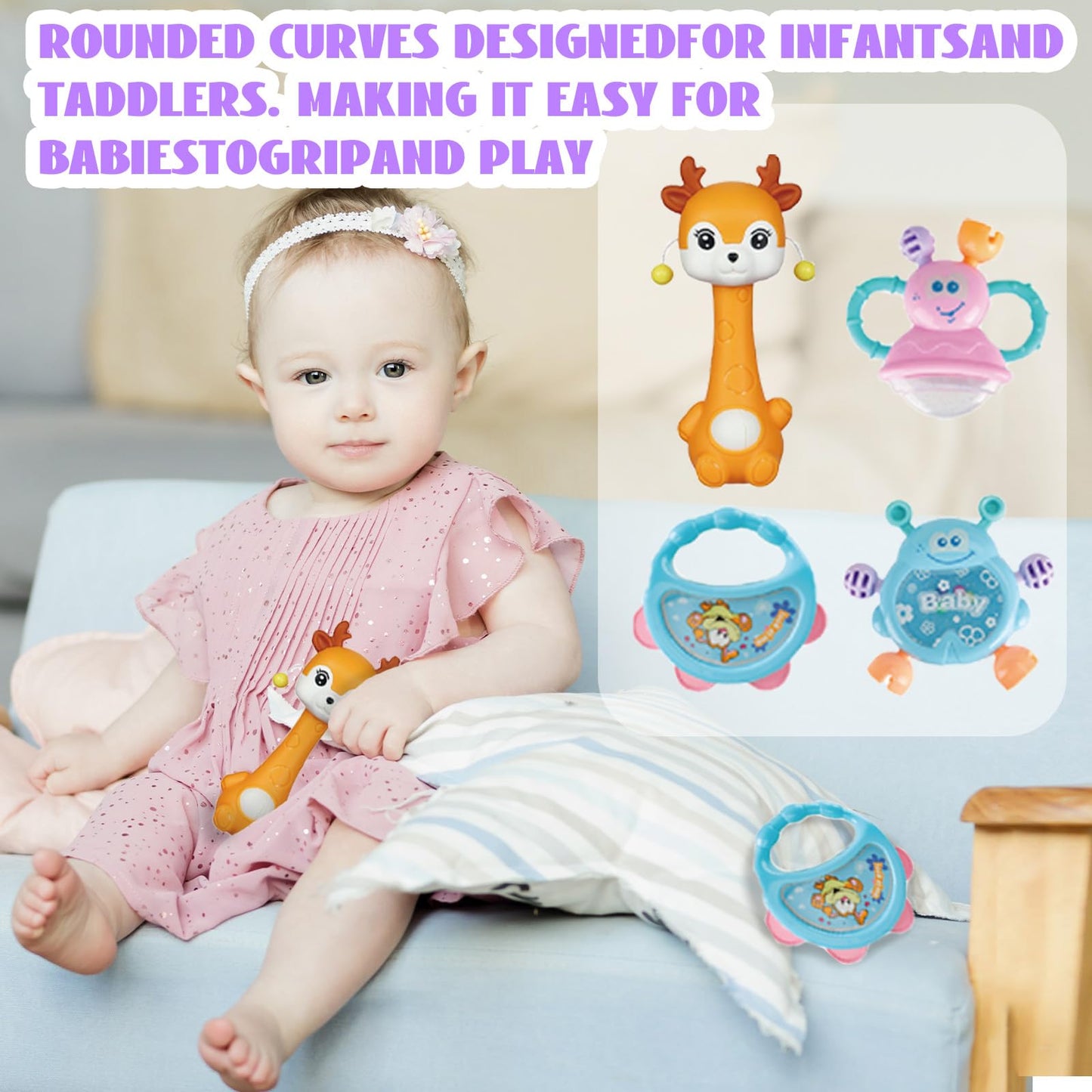 Cocurb 30-Pcs High-Contrast Baby Toy Gift Set – Rattles, Teethers & Wrist Socks for 6 Months and Up