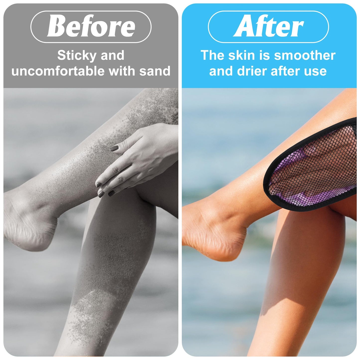 codree 2 Pcs Sand Wipe Off Mitts – Stripe Sand Remover for Beach & Outdoor Fun