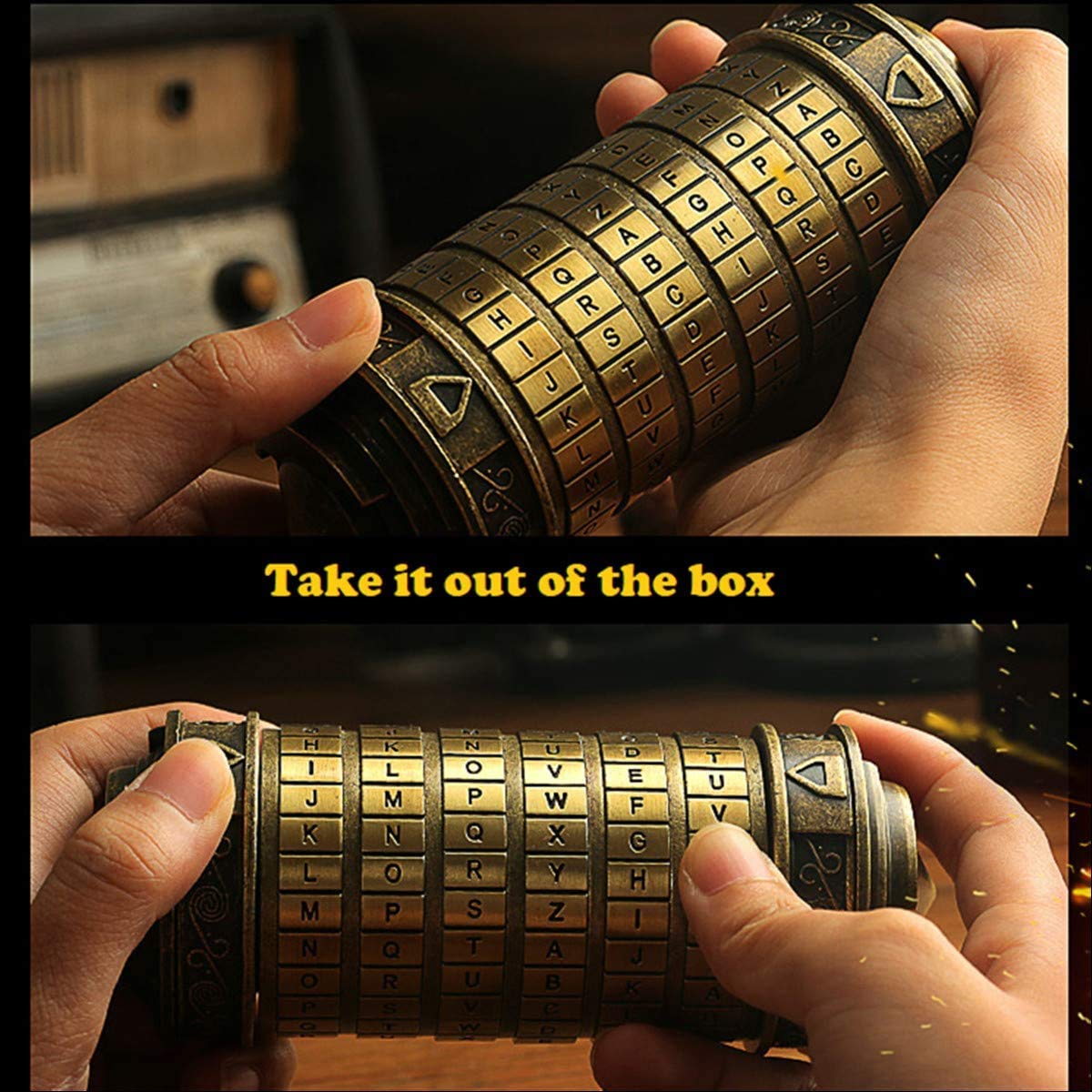 coejokno Cryptex Da Vinci Code Mini Lock Puzzle Box – Hidden Compartments, Romantic Gift Idea