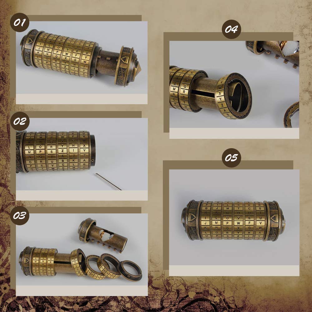 coejokno Cryptex Da Vinci Code Mini Lock Puzzle Box – Hidden Compartments, Romantic Gift Idea