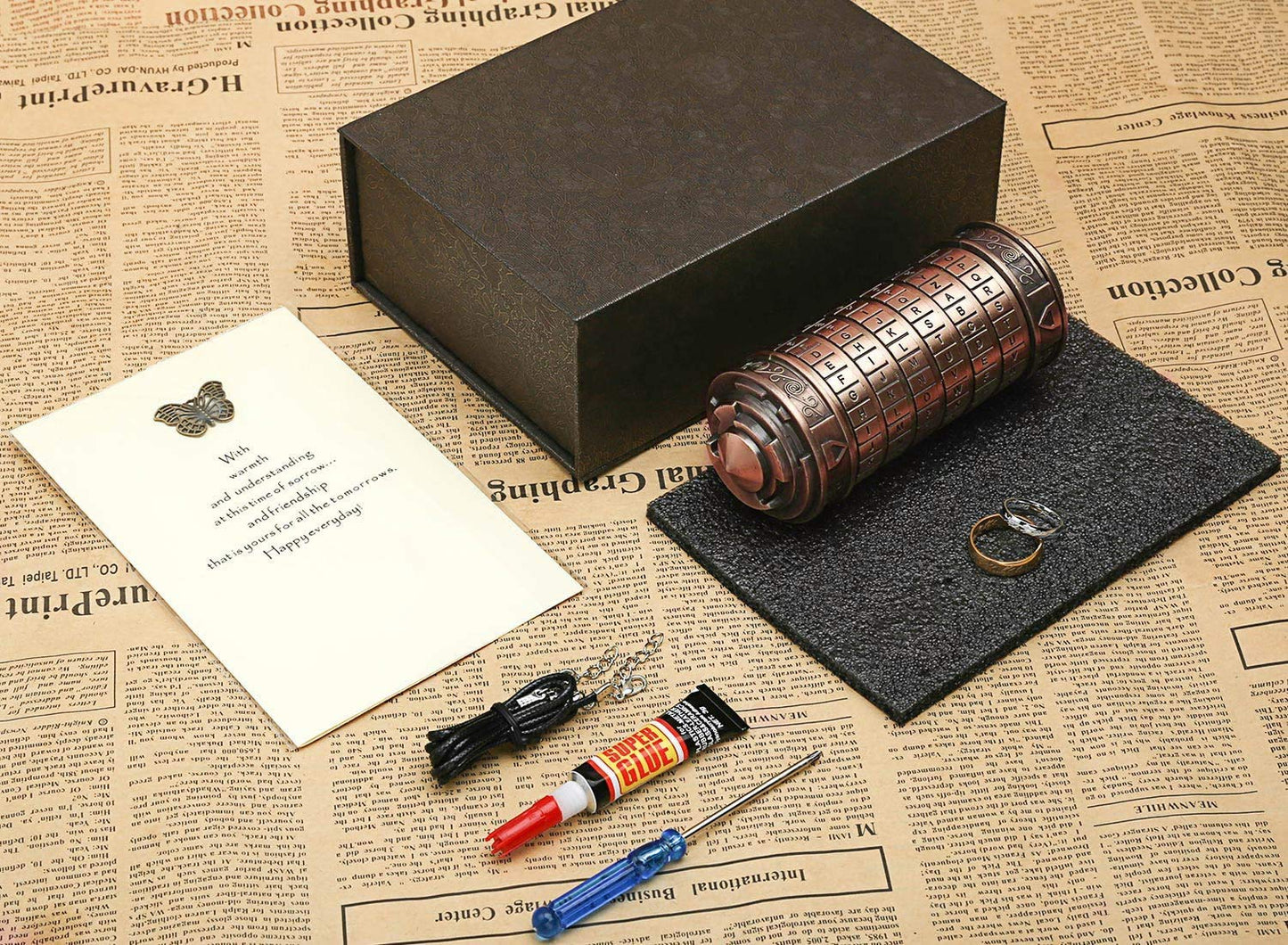 coejokno Cryptex Da Vinci Code Mini Lock Puzzle Box – Romantic Gifts for Her, Girlfriend, or Him