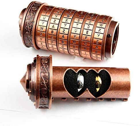 coejokno Cryptex Da Vinci Code Mini Lock Puzzle Box – Romantic Gifts for Her, Girlfriend, or Him