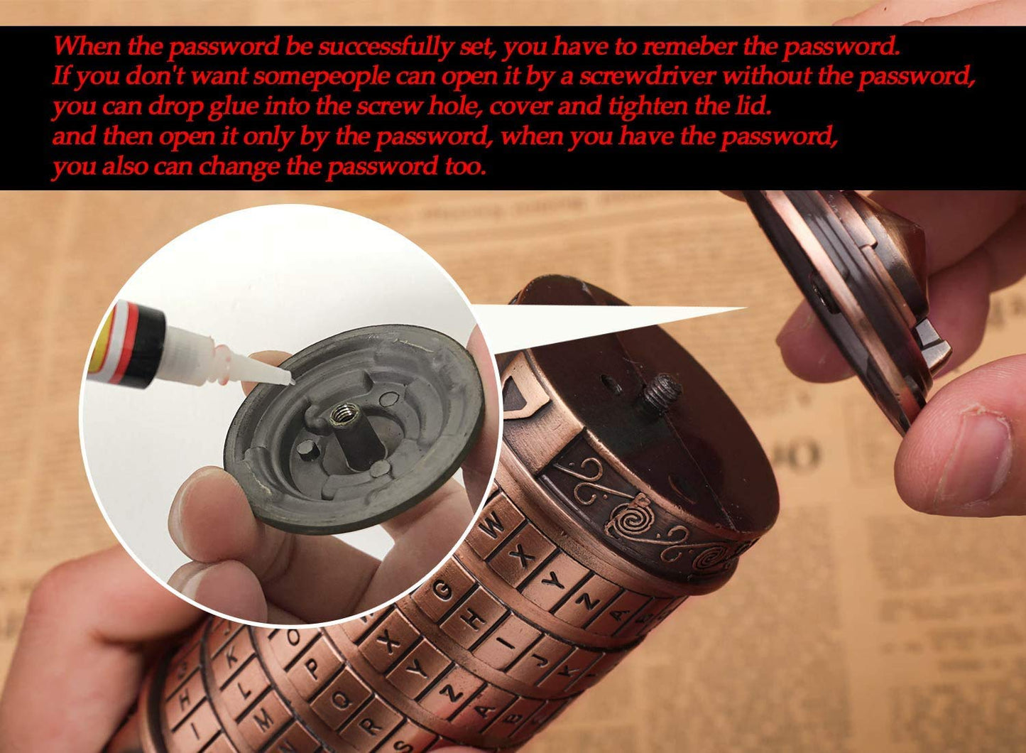 coejokno Cryptex Da Vinci Code Mini Lock Puzzle Box – Romantic Gifts for Her, Girlfriend, or Him