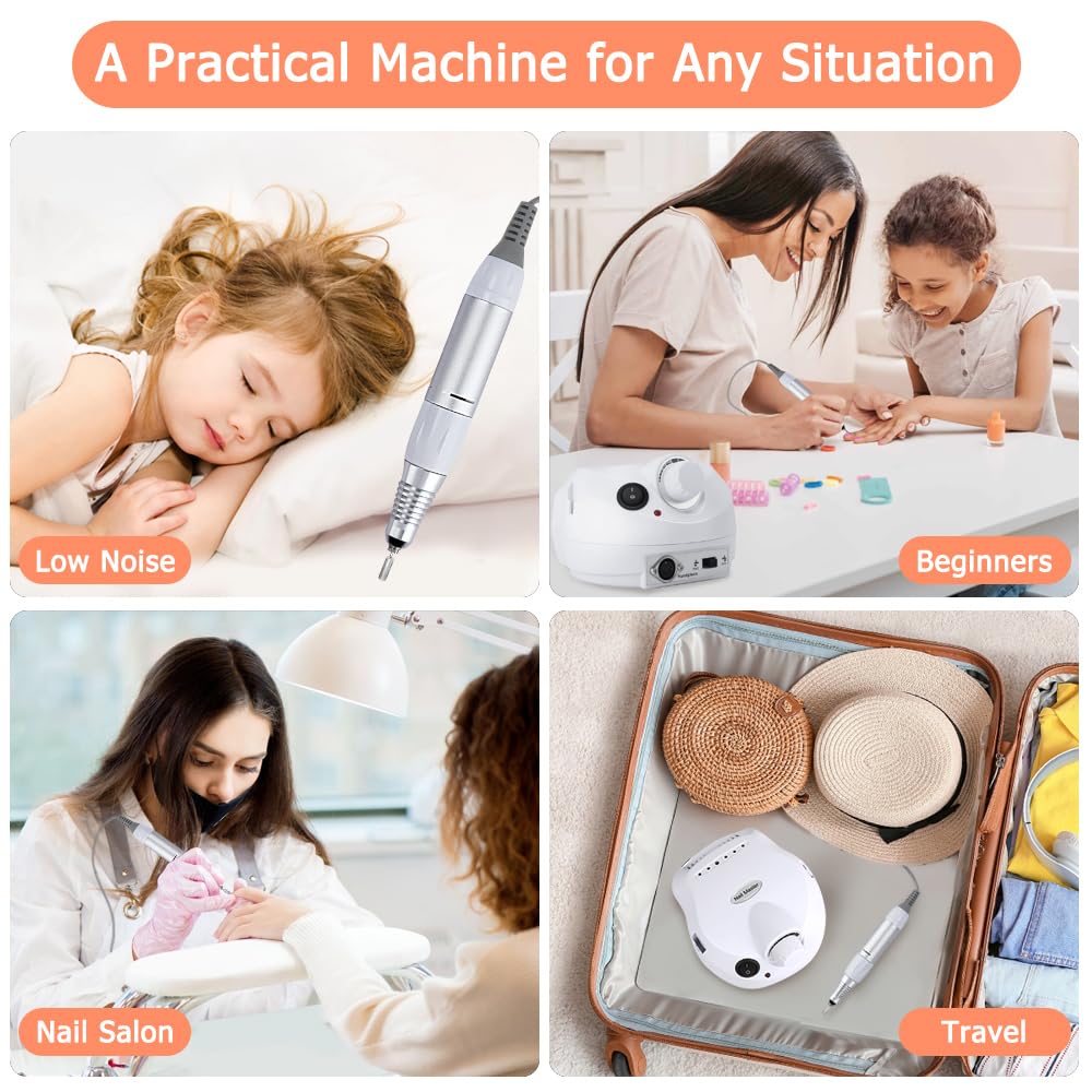 CoFashion Acrylic Nail Drill 30000 RPM with Foot Pedal – E File for Gel Nails