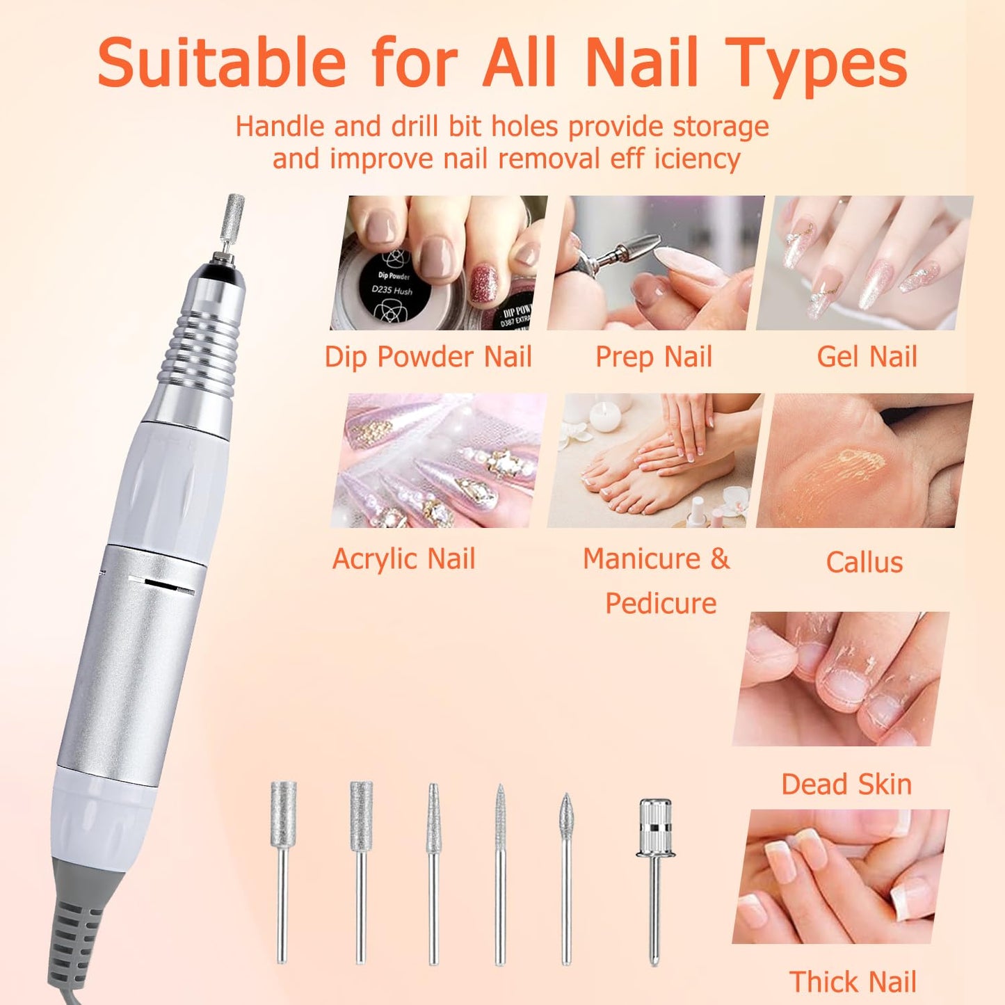 CoFashion Acrylic Nail Drill 30000 RPM with Foot Pedal – E File for Gel Nails