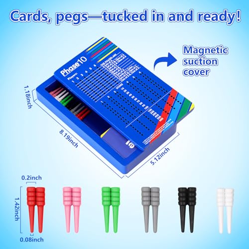Cogniplay Wooden Phase 10 Score Board with Peg Storage – Travel‑Ready Family Game Night Accessory