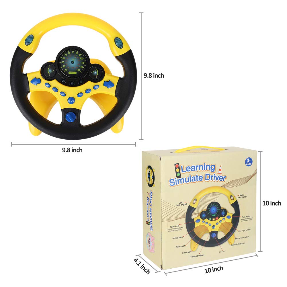 Coherny Simulated Driving Controller – Portable Steering Wheel Toy with Music for Kids