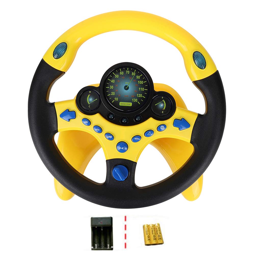 Coherny Simulated Driving Controller – Portable Steering Wheel Toy with Music for Kids