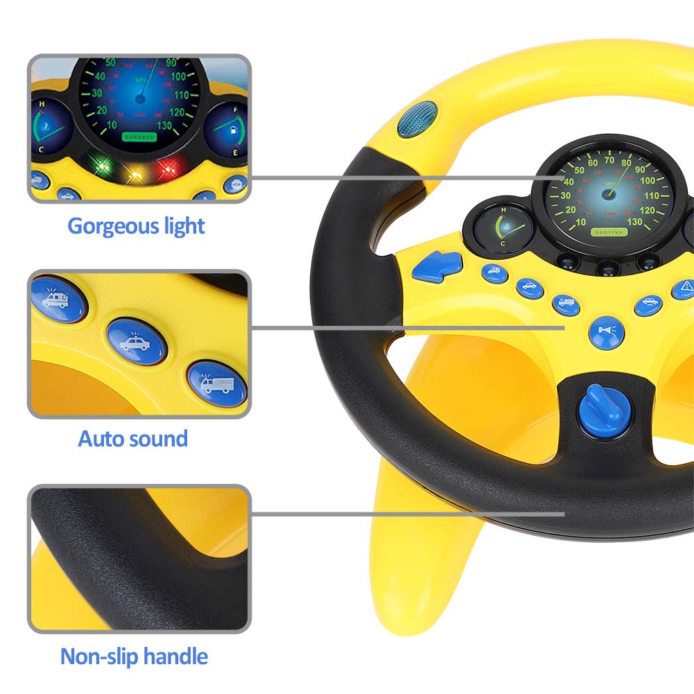 Coherny Simulated Driving Controller – Portable Steering Wheel Toy with Music for Kids