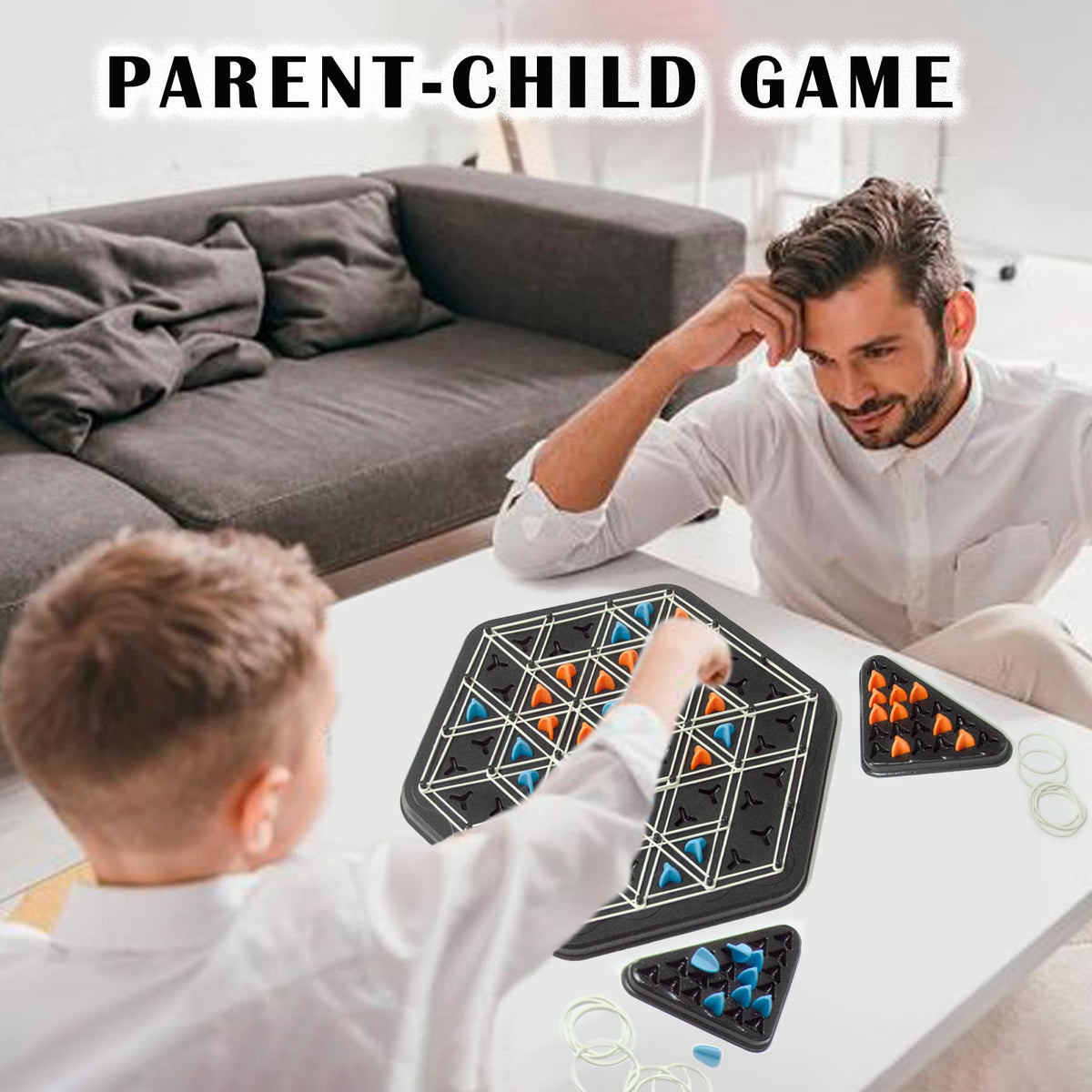 COHHFWPD Chain Triangle Chess Game — Rubber Band Geoboard Strategy for 2–4 Players
